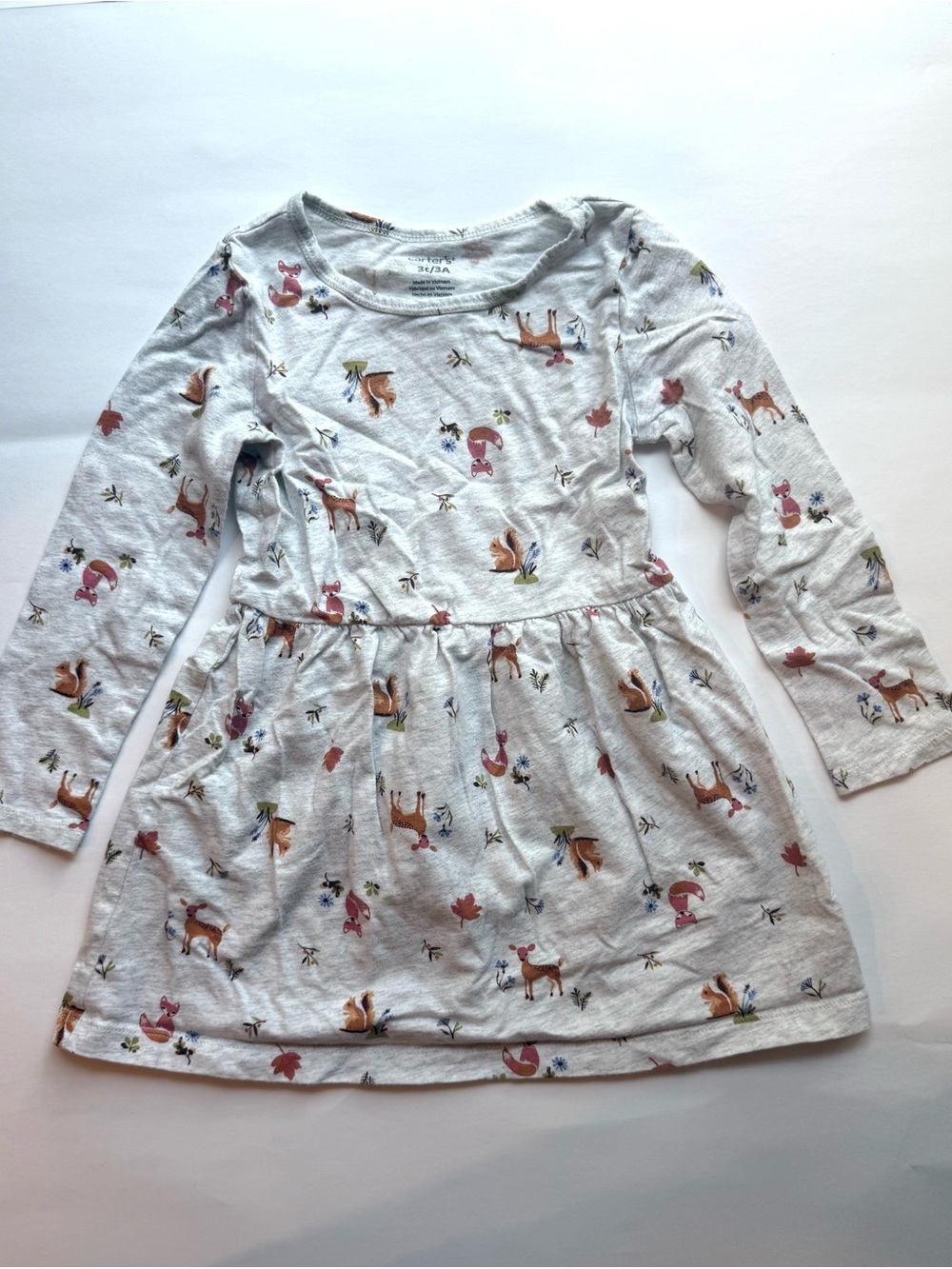 Carter’s Girls Grey Woodland Animal Long Sleeve Dress